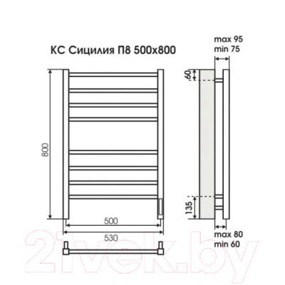 Полотенцесушитель электрический Terminus Сицилия П8 500x800