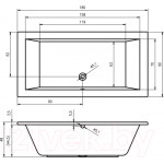 Ванна акриловая Riho Lusso 180 / B026001005 + 207095