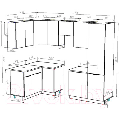Кухонный гарнитур ВерсоМебель Эко-2 1.4x2.7 левая