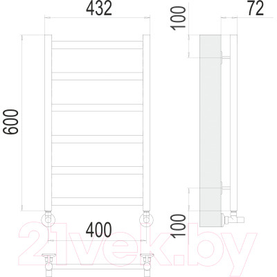 Полотенцесушитель водяной Terminus Аврора П6 400x600