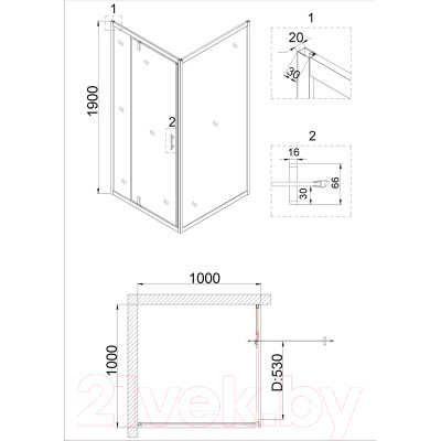 Душевой уголок Niagara Nova NG-0200-08 Black 100x100