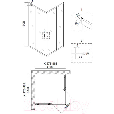 Душевой уголок Niagara Nova NG-6808-08 BLACK 90x90