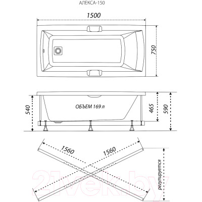 Ванна акриловая Triton Алекса 150x75