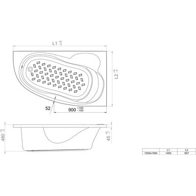 Ванна акриловая Triton Кайли 150x100 L