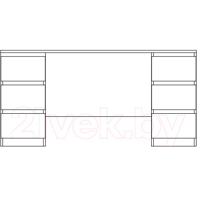 Письменный стол Mio Tesoro Кастор 6 ящиков 151x65 2.03.06.040.1