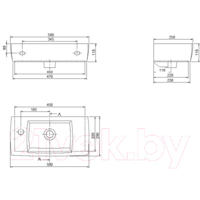 Умывальник CeraStyle City 25 R / TB002F22R00