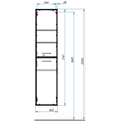 Шкаф-пенал для ванной Эстет Vegas R 40x32x174.7 / ФР-00003494