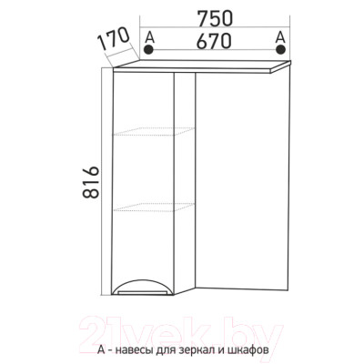 Шкаф с зеркалом для ванной Mixline Кассиопея 75 L 534973