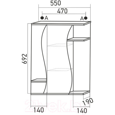 Шкаф с зеркалом для ванной Mixline Классик 55 L 525512