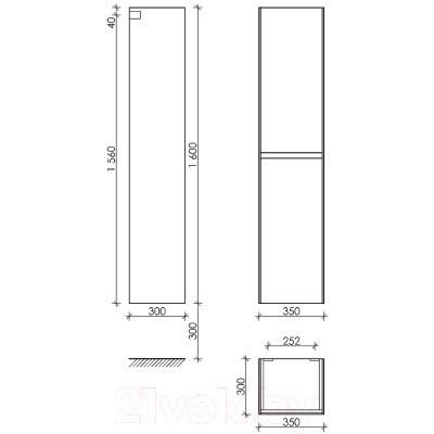 Шкаф-пенал для ванной Sancos Cento R/L / PCN35W