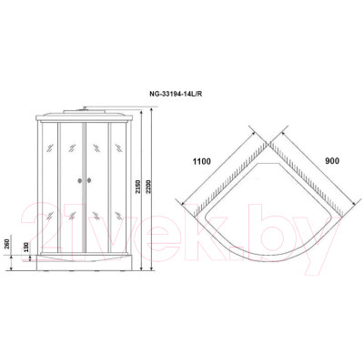 Душевая кабина Niagara NG-33194-14R 110x90