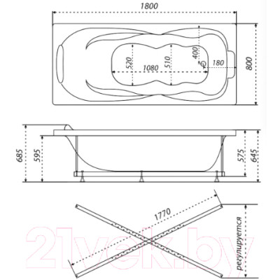 Ванна акриловая Triton Цезарь 180x80 Комфорт