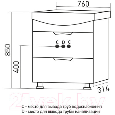 Тумба под умывальник Mixline Этьен 75 542409