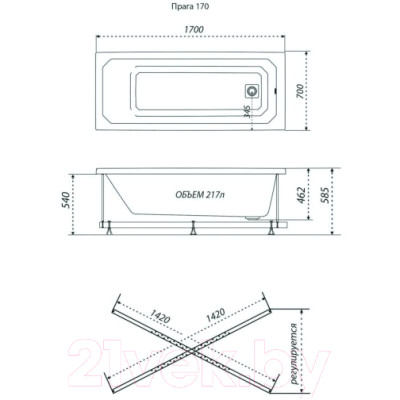 Ванна акриловая Triton Прага 170x70 Базовая