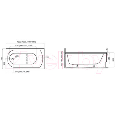 Ванна акриловая Polimat Classic 150x70 / 00264