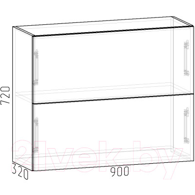 Шкаф навесной для кухни Интермебель Микс Топ ШН 720-10-900 90см