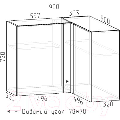 Шкаф навесной для кухни Интермебель Микс Топ ШНУ 720-53-900 90x90см