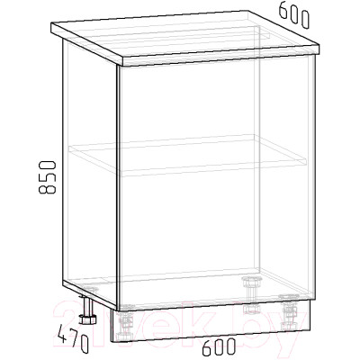 Шкаф-стол кухонный Интермебель Микс Топ ШСР 850-1-600