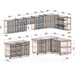 Кухонный гарнитур Интерлиния Берес 1.7x3.5 правая