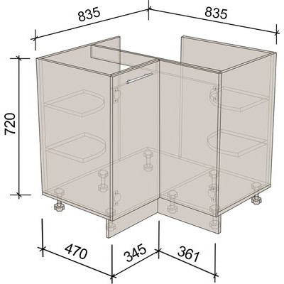 Шкаф под мойку Артём-Мебель Угловой 900x900мм СН-114.93