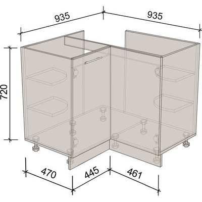 Шкаф под мойку Артём-Мебель Угловой 1000x1000мм СН-114.94
