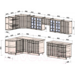 Кухонный гарнитур Интерлиния Берес 1.5x3.7 левая