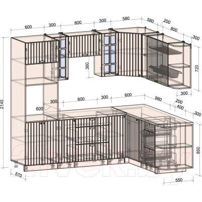 Кухонный гарнитур Интерлиния Берес 1.88x2.4 ВТ правая