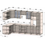 Кухонный гарнитур Интерлиния Берес 1.68x3.4 ВТ левая
