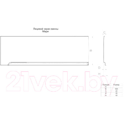 Ванна акриловая Triton Мари 170x110 L Базовая Flat