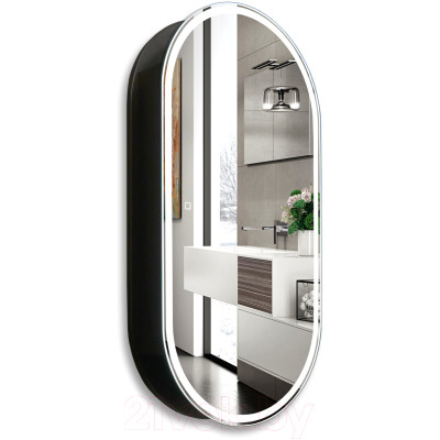 Шкаф с зеркалом для ванной Silver Mirrors Soho-Black 500x1000 / LED-00002613