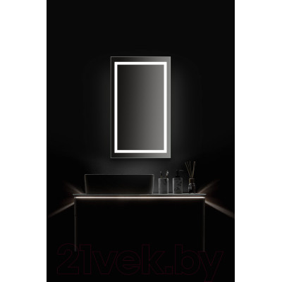 Шкаф с зеркалом для ванной Silver Mirrors Hamburg Black  462x762 / LED-00002669