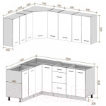 Кухонный гарнитур Кортекс-мебель Корнелия Лира 1.5x1.9 без столешницы