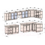 Кухонный гарнитур Интерлиния Тренд 1.5x3.7 правая