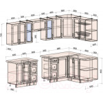 Кухонный гарнитур Интерлиния Тренд 1.5x2.8 правая