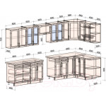 Кухонный гарнитур Интерлиния Тренд 1.5x3.5 правая