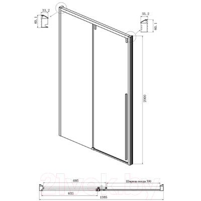 Душевая дверь Ambassador Intense 140x200 / 110021103IX