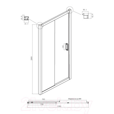 Душевая дверь Ambassador Forsa 160x200 / 17021222AB