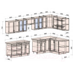 Кухонный гарнитур Интерлиния Тренд 1.7x3.5 правая