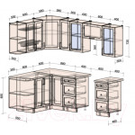 Кухонный гарнитур Интерлиния Тренд 1.5x2.3 левая