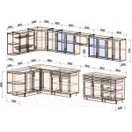 Кухонный гарнитур Интерлиния Тренд 1.7x3.8 левая