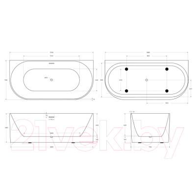 Ванна акриловая BelBagno BB412-1700-800-MATT