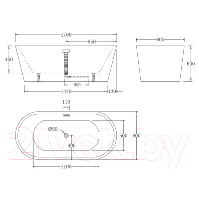 Ванна акриловая BelBagno BB71-1700-BIANCO