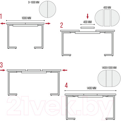 Обеденный стол Millwood Лофт Лондон Л D100 / 100-140x100x76