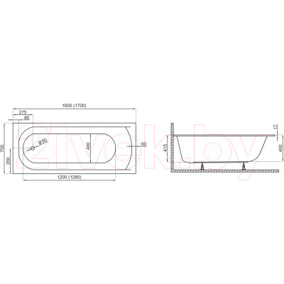 Ванна акриловая Polimat Classic Slim 170x70 / 00291