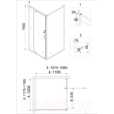 Душевая стенка Niagara NG-A110G 110x190