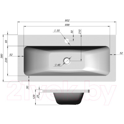 Умывальник BelBagno BB800/380-LV-MR-ETN