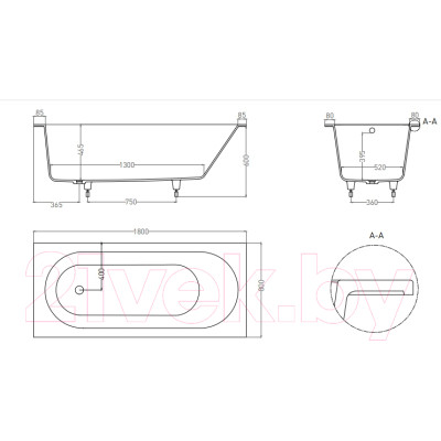 Ванна из искусственного мрамора Umy Home Umy In 180x80 / UG10912