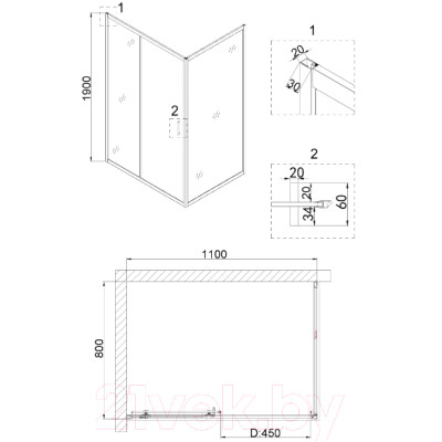 Душевой уголок Niagara 110x80 NG-82-11AB-A80B