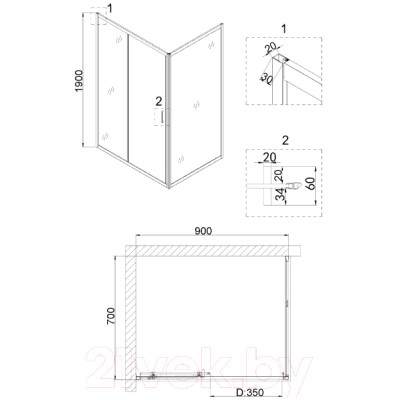 Душевой уголок Niagara 90x70 NG-82-9AB-A70B