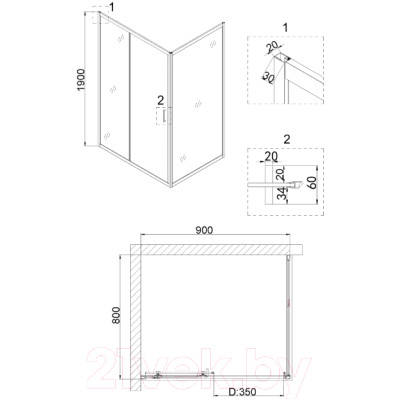 Душевой уголок Niagara 90x80 NG-82-9AB-A80B